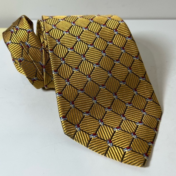 Robert Talbott Best of Class Made in USA 100% Silk Elegant Gold Patterned Tie - Picture 1 of 10